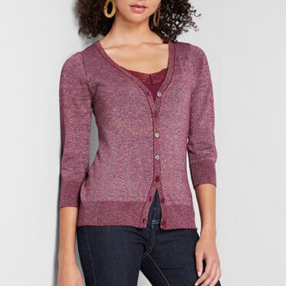 ModCloth Charter School Red Metallic Cardigan Top
